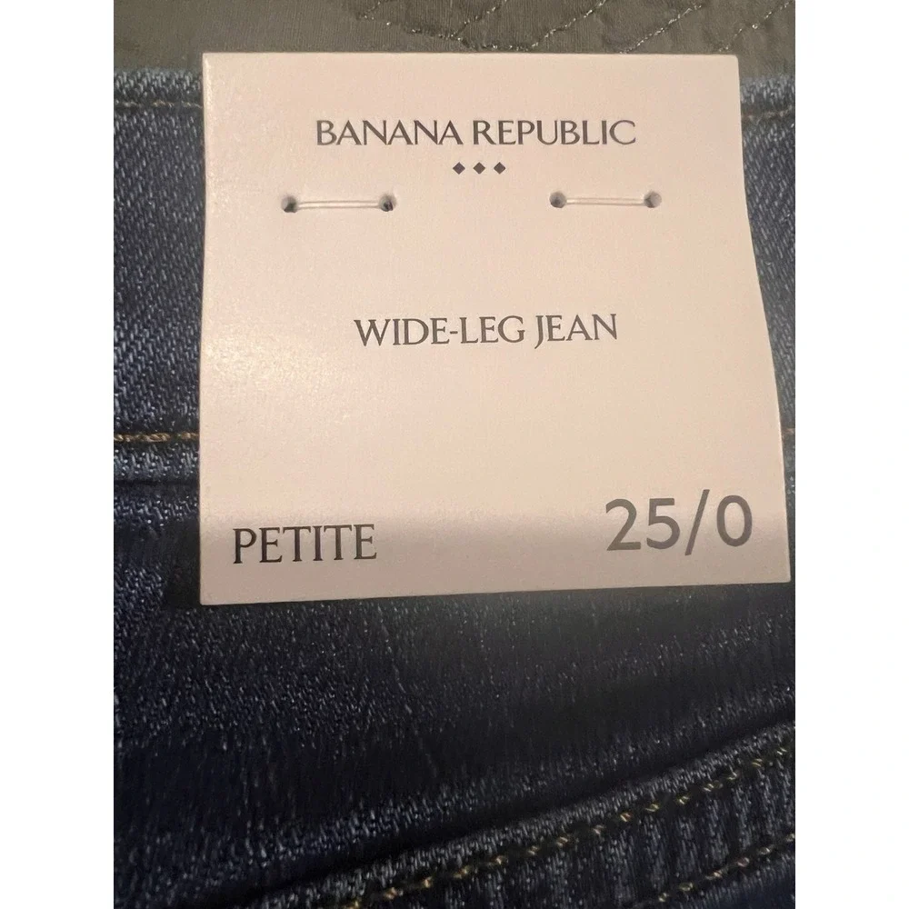 Banana Republic Women's Blue Jeans Size 25/0 Petite Wide Leg NWT Msrp‎ $90.00